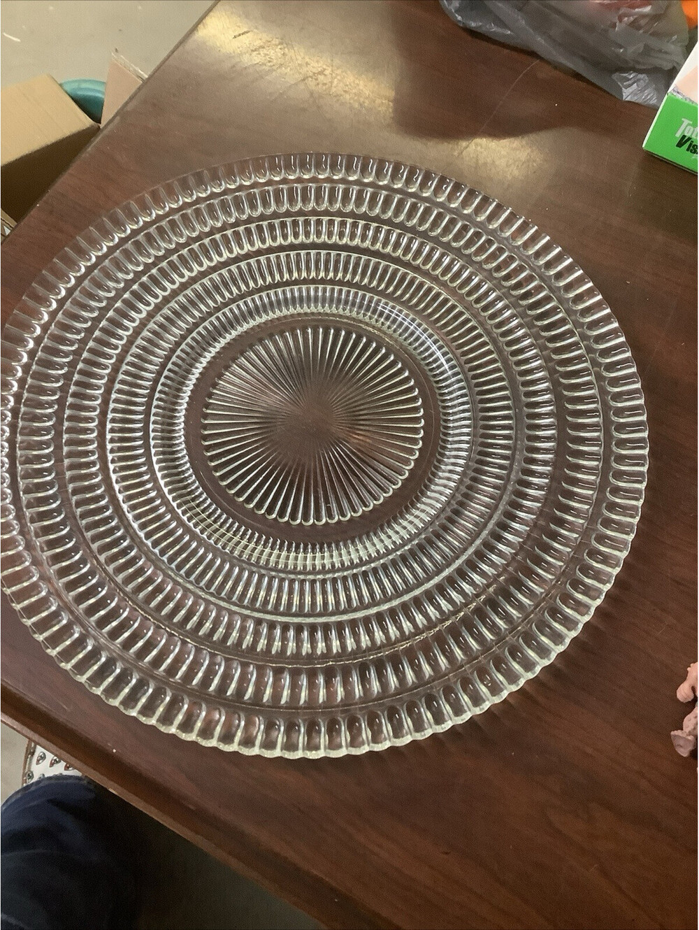 Hazel Atlas Beehive Clear Ribbed 11.5" Dessert Sandwich Serving Plate Platter